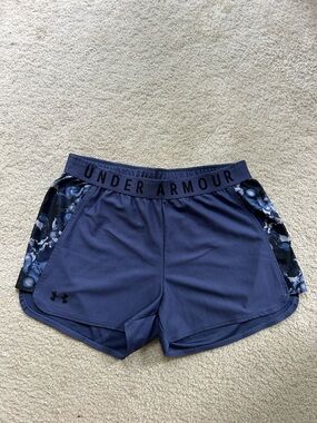 Under Armour Navy Blue Athletic Shorts with Printed Side Panels